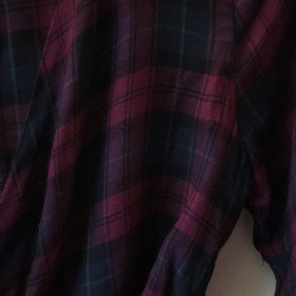 Bell sleeve plaid wrap top - Picture 2 of 3